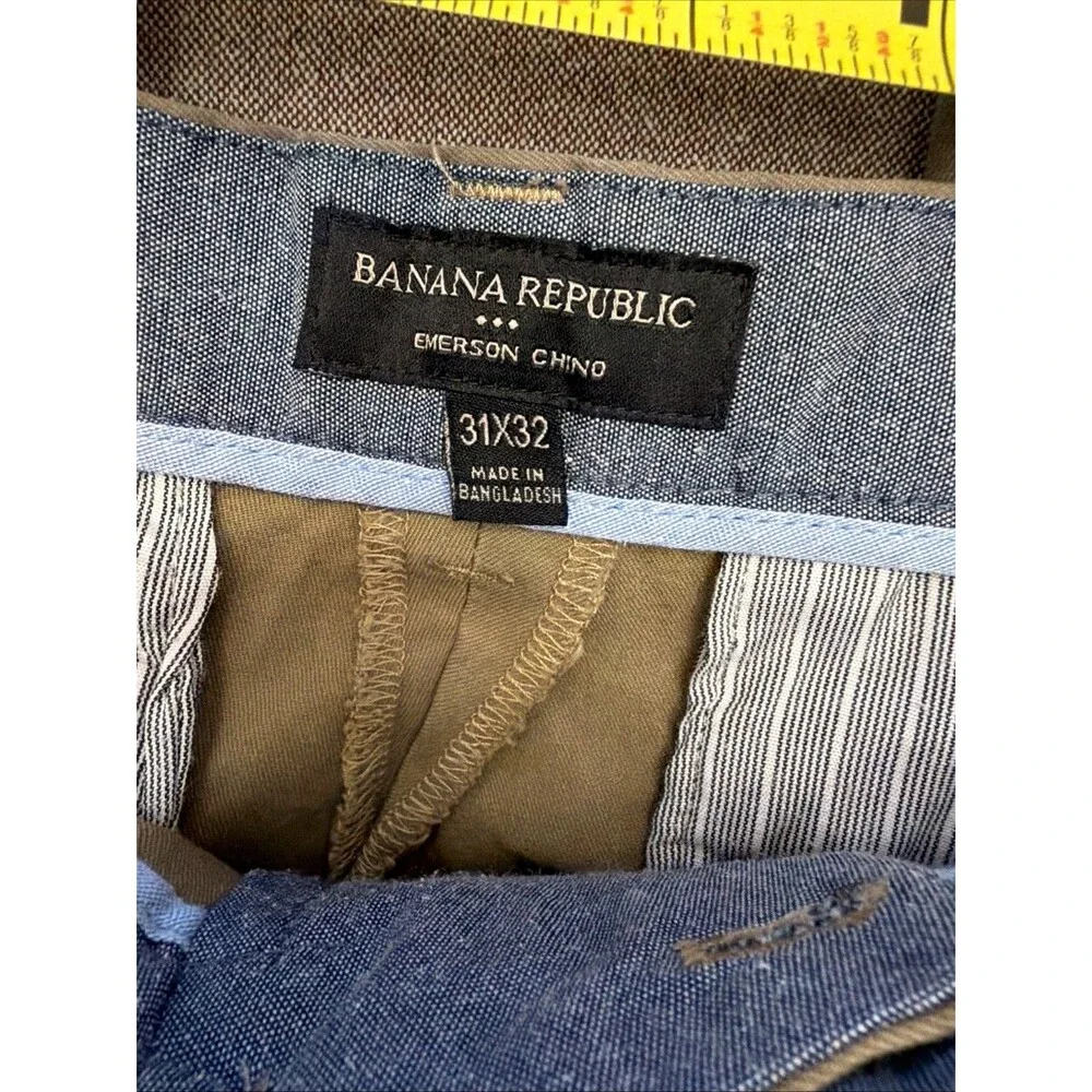 Banana Republic Emerson Chino Pants Men 31 x 32 Straight Leg Preppy Office Beige